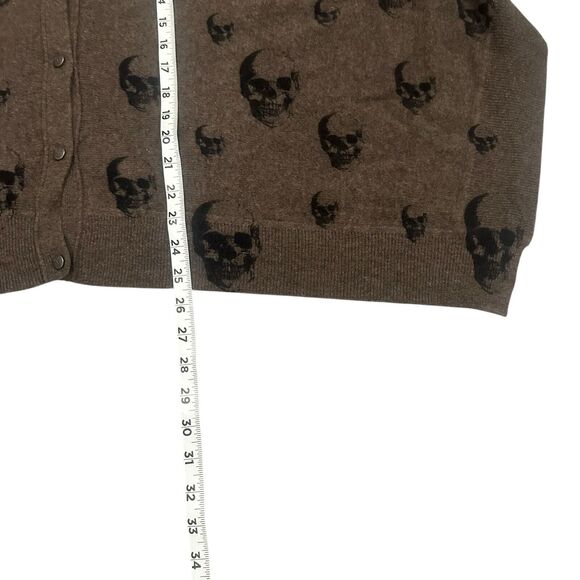 Skull Cashmere Women's Brown Skull Print Cardigan Cashmere Sweater Size S - Picture 7 of 12
